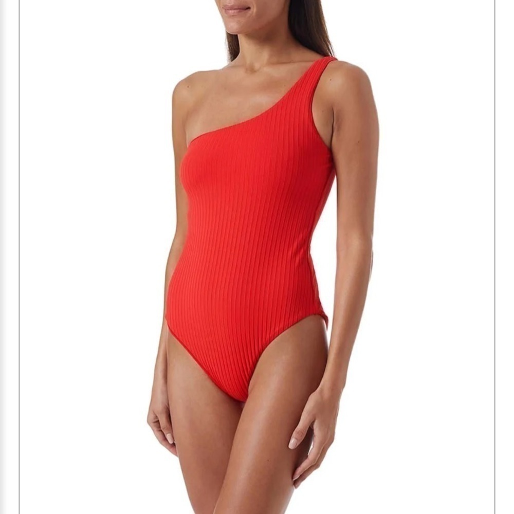 Melissa Odabash Palermo Red Ribbed one shoulder swimsuit  Size 2